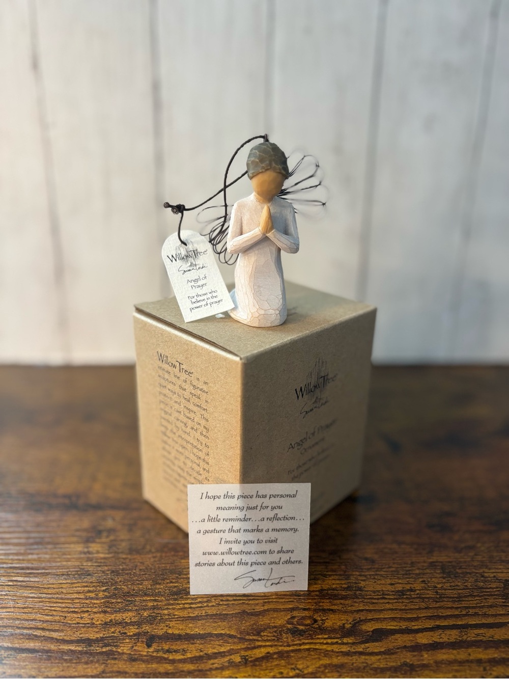 Willow Tree Angel of Prayer Figurine - Cream & Brown